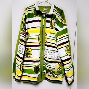 Akademiks Green and White Striped Jacket